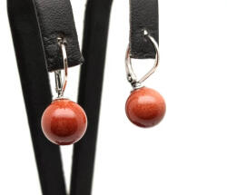 MyVanilla Ásvány Fülbevaló golyó vörös goldstone záras 10-10, 5mm