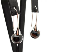 MyVanilla Ásvány Fülbevaló golyó sólyomszem kürt lógós 10mm
