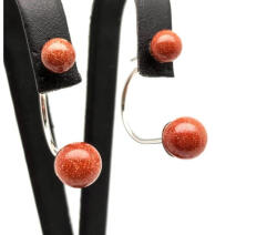 MyVanilla Ásvány Fülbevaló golyó vörös goldstone dupla 6-8, 5mm