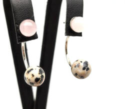 MyVanilla Ásvány Fülbevaló golyó jáspis dalmata rózsa dupla 6, 5-8, 5mm