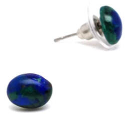 MyVanilla Ásvány Fülbevaló ovális azurit malachit 6x8mm