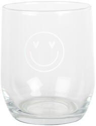 Clayre & Eef Set 6 pahare sticla transparenta alba Smile Ø 8x9 cm / 300 ml (BHSGL0006) Pahar