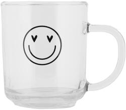 Clayre & Eef Set 6 cani sticla transparenta neagra Smile 11x8x9 cm / 200 ml (BHSGL0014)