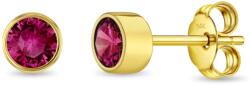 Bebe Gold Cercei din Aur 14K pentru Copii - Halo cu piatra CZ rosie, inchidere clasica