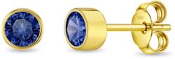 Bebe Gold Cercei din Aur 14K pentru Copii - Halo cu piatra CZ albastra, inchidere clasica