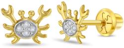 Bebe Gold Cercei din Aur 14K pentru Copii - Crab cu Pietre CZ, inchidere cu Filet si Protectie
