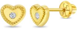 Bebe Gold Cercei din Aur 14K pentru Copii - Inimioara cu Piatra CZ, inchidere cu Filet si Protectie - bebegold - 799,00 RON