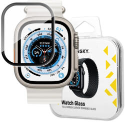 Wozinsky Full Glue Tempered Glass Apple Watch Ultra 1/ 2 49mm 9H Full Screen Tempered Glass with tok, fekete Frame