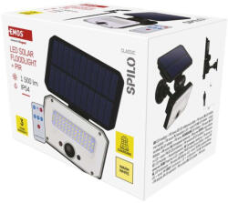 EMOS ZG131S SPILO mozgásérzékelős LED reflektor, napelemes, 1500lm, 3600mAh akku, IP54, meleg fehér, fekete