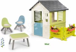 Smoby Set căsuță cu ușă mică și grădină Jolie Life Smoby și măsuță și 2 scăunele KidChair (SM810737-7) Casuta pentru copii