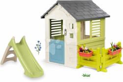 Smoby Set căsuță cu sonerie și tobogan cu joc de apă Jolie Life Smoby cu ulp mică și grădină (SM810737-14) Casuta pentru copii