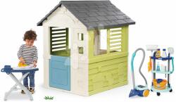 Smoby Set căsuță cu uși pe jumătate și cărucior de curățenie Jolie Life Smoby cu aspirator și masă de spălat cu perie (SM810737-5) Casuta pentru copii