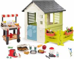 Smoby Set căsuță cu grădină și cort și gustare Jolie Life Smoby și set de electrocasnice de bucătărie cu alimente (SM810737-4) Casuta pentru copii
