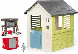 Smoby Set căsuță cu ușă mică și bucătărie Jolie Life Smoby cu micrunde și frigider (SM810737-1) Casuta pentru copii