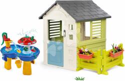 Smoby Set căsuță cu sonerie electronică și pistă de apă Jolie Life Smoby cu ciupercă de apă și grădină în față (SM810737-13) Casuta pentru copii