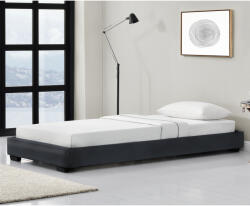 PremiumXL Corium Kárpitozott Ágy Műbőr Ágy Ágykeret Ágyráccsal 90x200 cm Fekete Corium