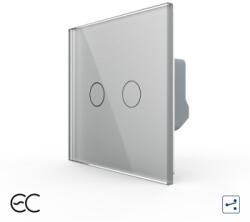 LIVOLO Intrerupator Dublu Cap Scara / Cruce cu Touch LIVOLO din Sticla u2013 Protocol ZigBee EC Gri (VL-FC2SZ2-2G-2I)
