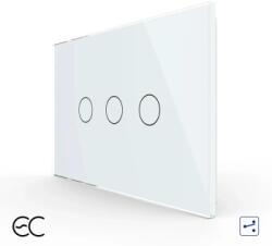 LIVOLO Intrerupator Triplu Cap Scara / Cruce cu Touch LIVOLO din Sticla Standard Italian u2013 protocol ZigBee EC Alb (VL-FC3SZ2-3G-11)