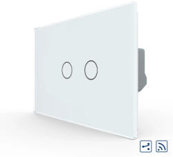 LIVOLO Intrerupator Dublu Cap Scara / Cruce Wireless cu Touch LIVOLO din Sticla u2013 Standard Italian Alb (VL-FC2SR-2G-3W)