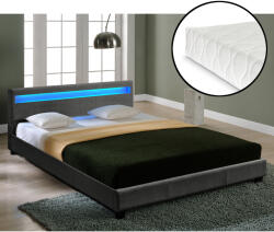 PremiumXL Corium Kárpitozott Franciaágy Skagem szövet 180x200 cm LED világítással és Matraccal sötétszürke Corium