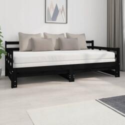 vidaXL Kihúzható ágy, fekete, tömör fenyőfa, 2x(90x200) cm (8720287073543)