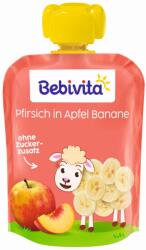 Bebevita Плодова закуска Bebivita - Ябълка, банан и праскова, 90 g (19060)