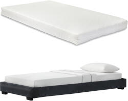 PremiumXL Corium Modern Műbőr kárpitozott Ágy Matraccal Fekete 200 x 90 cm Cоrium