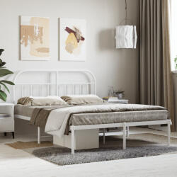 vidaXL fehér fém ágykeret fejtámlával 140 x 190 cm (VD353684)