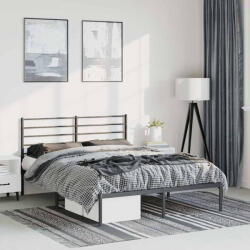 vidaXL fekete fém ágykeret fejtámlával 135 x 190 cm (VD352318)