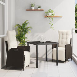 vidaXL 3 darabos kerti étkező szett barna poly rattan (VD3380540)