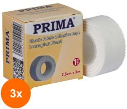 Prima Set 3 x Leucoplast Rola, Panza Zinc Oxid, 2.5 cm x 4.5 m, Alb, Hipoalergenic, Medicinal, pentru Fixarea Pansamentelor, Prima (TEV-3xVTR-0214)