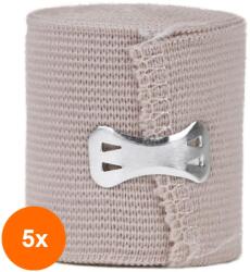 Vetro Design Set 5 x Bandaj Elastic Compresiv, 5 cm x 4.5 m, cu Cleme Metalice, Alinta Natur (TEV-5xVTR-0160-050)