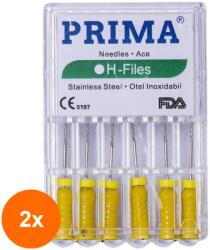 Prima Set 2 x 6 Ace Endodontice Headstrom H-Files, Marimea 20 Galbene, 25 mm, pentru Canal Radicular, Prima (TEV-2xVTR-0981-20-GLB)