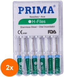 Prima Set 2 x 6 Ace Endodontice Headstrom H-Files, Marimea 35 Verzi, 25 mm, pentru Canal Radicular, Prima (TEV-2xVTR-0981-35-VER)