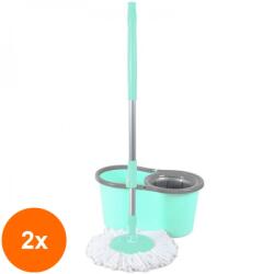 Zilan Set 2 x Galeata cu Mop Rotativ 360 Grade Magic Mop, Capacitate 12 l, Albastru (LIZ-2xZLN-ZLN1389)