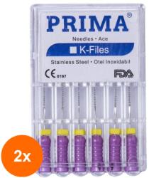 Prima Set 2 x 6 Ace Endodontice Kerr K-Files, Nr. 10 Mov, 25 mm, pentru Canal Radicular, Prima (TEV-2xVTR-0629-10-MOV)