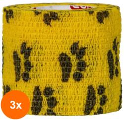 Prima Set 3 x Bandaj Coeziv Autoadeziv, 5 cm x 5 m, Galben cu Labute, Prima (TEV-3xVTR-0161-050-LB-GLB)
