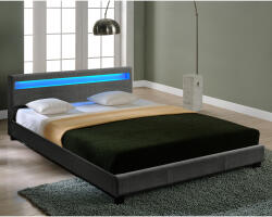 PremiumXL Corium Kárpitozott Franciaágy Skagem szövet 180x200 cm LED világítás sötétszürke Corium