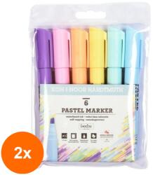 KOH-I-NOOR Set 2 x 6 Markere Evidentiator Culori Pastel (HOK-2xKH-K2406-06)