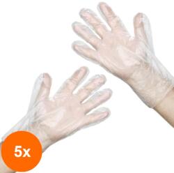 Prima Set 5 x 100 Manusi din Plastic, Prima, Transparente, Marimea L (TEV-5xVTR-0267-100-L)