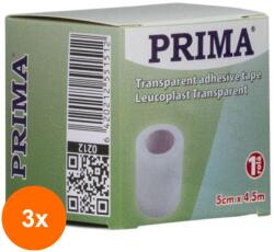 Prima Set 3 x Leucoplast Transparent, 5 cm x 4.5 m, Hipoalergenic, Medical, pentru Fixarea Pansamentelor, Prima (TEV-3xVTR-0212)