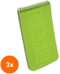 Optimum Set 3 x Bloc Notite Neon PP, Format A6, Spira Metal, 50 File, Optimum (HOK-3xKH-O6058)