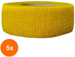 Prima Set 5 x Bandaj Coeziv Autoadeziv, 2.5 cm x 4.5 m, Galben, Prima, 1 Rola (TEV-5xVTR-0161-025-GLB)