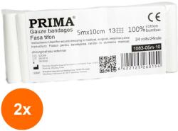 Prima Set 2 x Fasa din Tifon, in Banderola de Hartie, 5 m x 10 cm, 24 Role, Prima (TEV-2xVTR-1083-05mx10-24)
