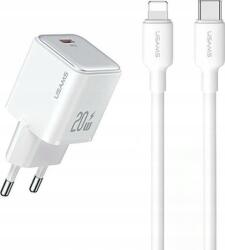 USAMS Hálózati Töltő Type-c Aljzat 20w, Pd Gyorstöltő 3.0 + Type-c - Lightning Kábel (usa1027) (usa1027)