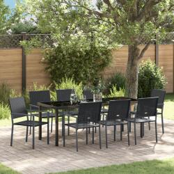 vidaXL 5 darabos készlet Fekete PE rattan, porbevonatos acél (3379085)