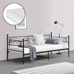 PremiumXL En. Casa Fém Ágykeret Kerava 90x200 cm Matraccal Fekete