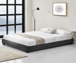 PremiumXL Corium Kárpitozott Ágy Műbőr Ágy Franciaágy Ágykeret Ágyráccsal 140x200 cm Fekete Corium