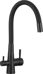 Laveo Riveco, magas mosogatócsaptelep flexibilis kifolyóval és szűrtvíz-csatlakozással, matt fekete, LAV-BRI_B68D (LAV-BRI_B68D)