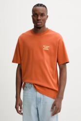 Drôle de Monsieur pamut póló Le T-Shirt Slogan narancssárga, férfi, nyomott mintás, G-TS203-CO002-RT - narancssárga XL